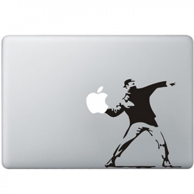 Banksy Throwing Flowers MacBook Decal Black Decals